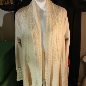 Knitted & Knotted Chic Cream Cable Knit Women's Cardigan From Anthropologie